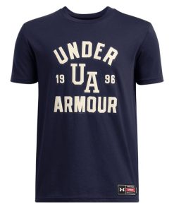 Under Armour Boys-Boys’ UA Varsity Logo Short Sleeve-curry shoes